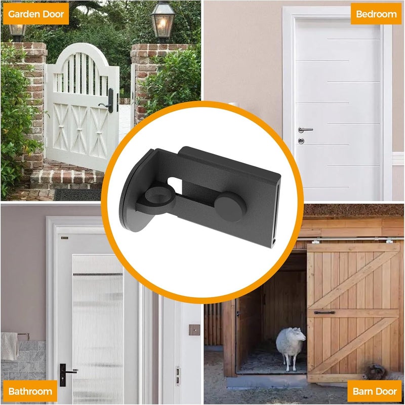 GMSP Sliding Door Lock, 90 Degree Door Hasp Latch Lock, Stainless Steel Security Right Angle Padlock with Screws for Push/Sliding/Barn Doors (1PC, Black, Large) - Image 5